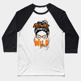 Wild beauty messy bun with tiger print Baseball T-Shirt